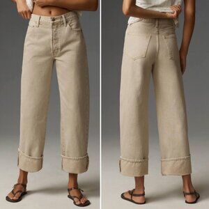 NWT Anthropologie Pistola Ryder High Rise Cuffed Straight Leg Jeans Tan 27 $176